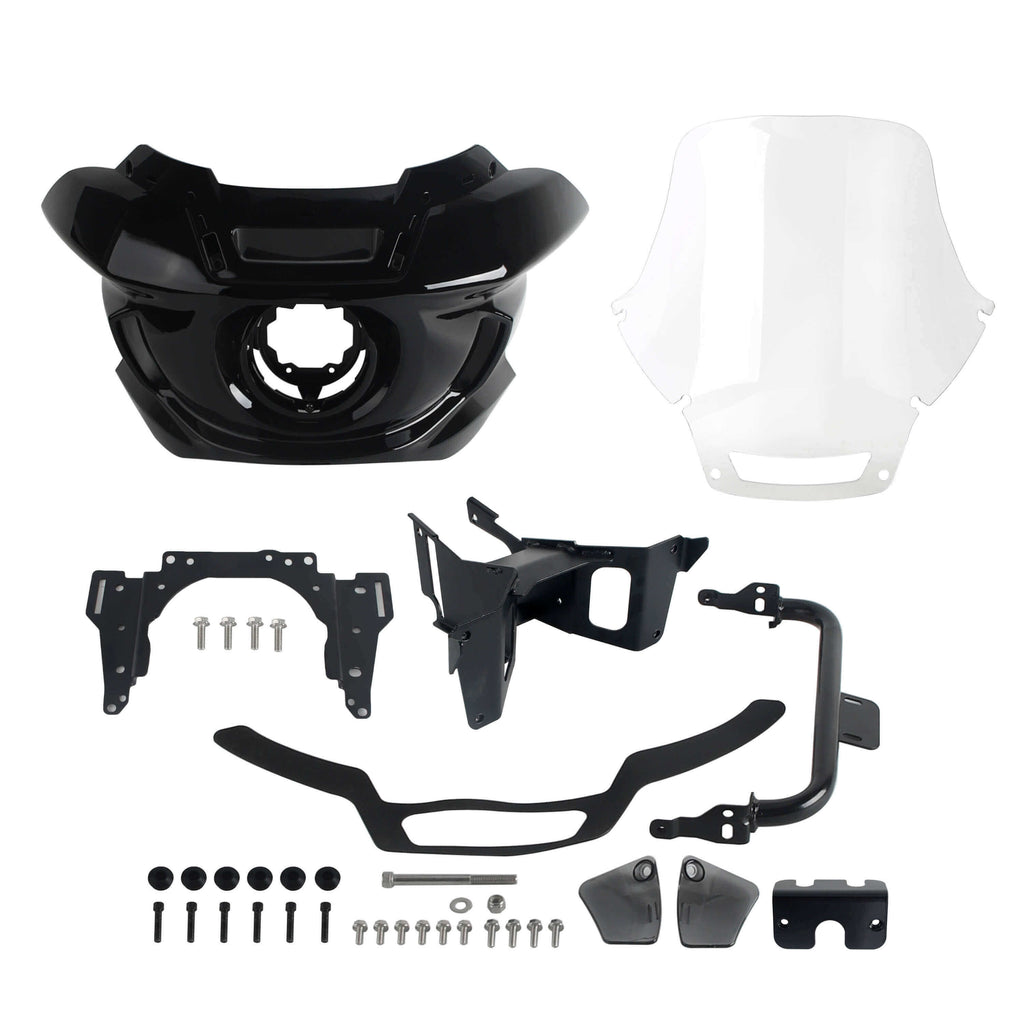 ST Style Front Headlight Fairing W/Windshield & Bracket Set For Harley M8 Softail Low Rider S 117 FXLRS 2022-2025 - pazoma
