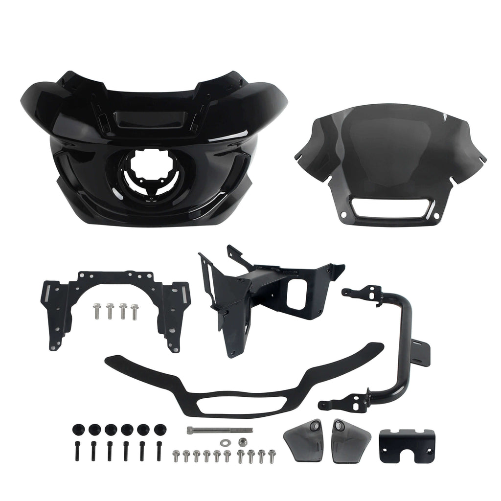 ST Style Front Headlight Fairing W/Windshield & Bracket Set For Harley M8 Softail Low Rider S 117 FXLRS 2022-2025 - pazoma