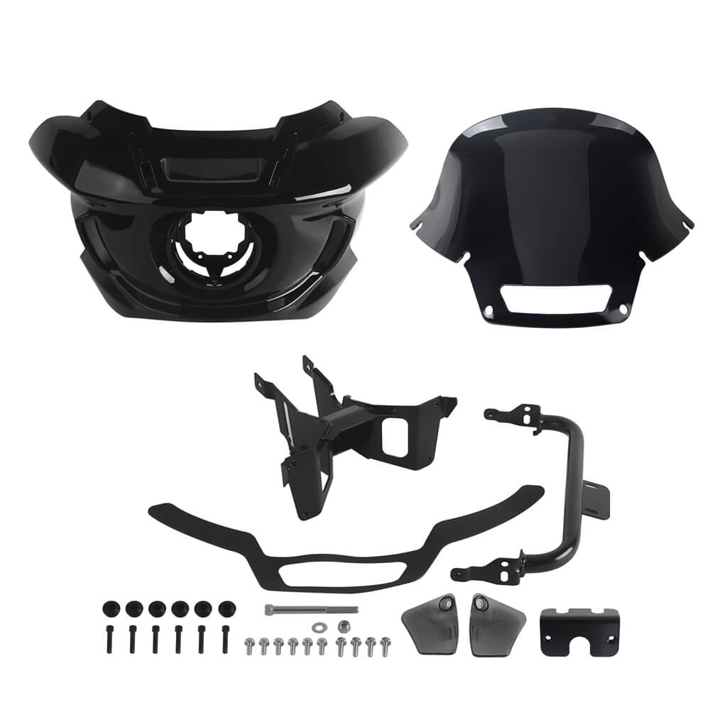 ST Style Front Headlight Fairing W/Windshield & Bracket Set For Harley M8 Softail Street Bob Standard Low Rider S FXLR FXBB FXST 2018- - pazoma
