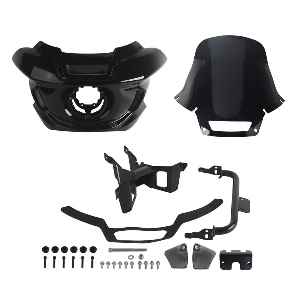 ST Style Front Headlight Fairing W/Windshield & Bracket Set For Harley M8 Softail Street Bob Standard Low Rider S FXLR FXBB FXST 2018- - pazoma