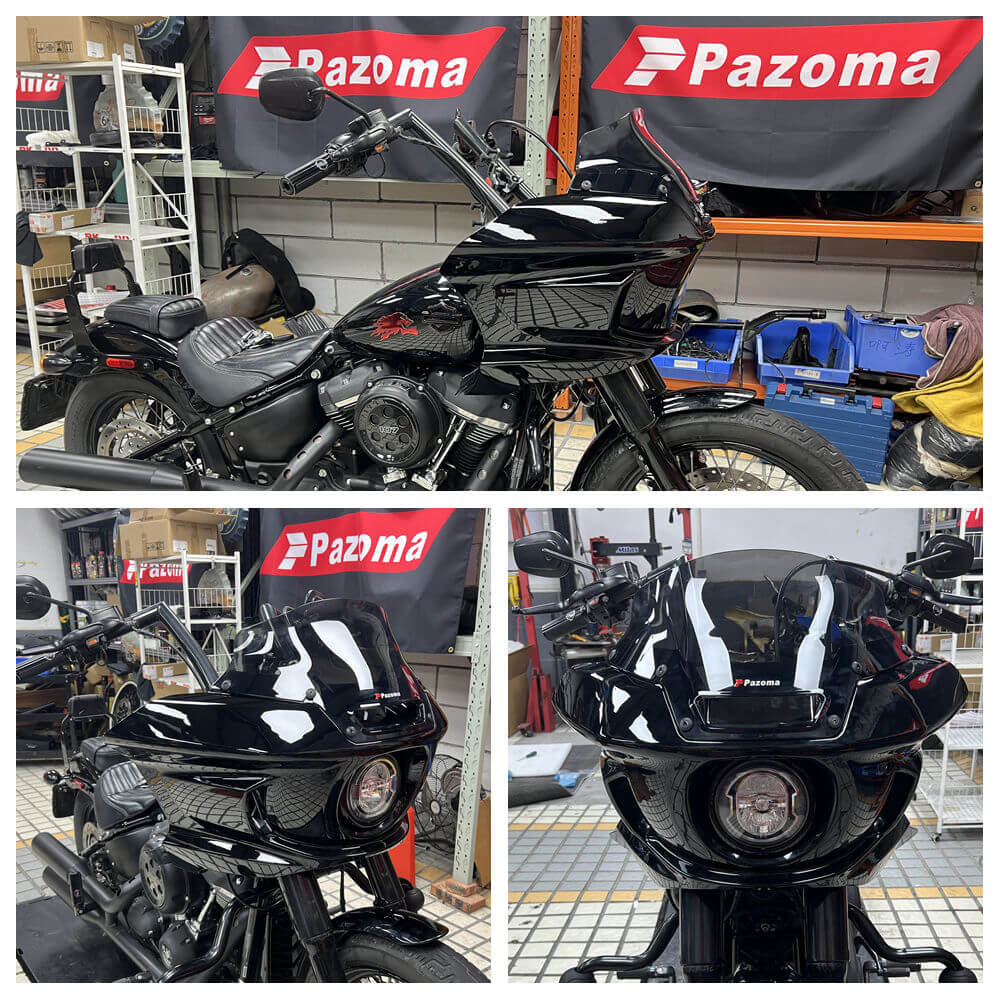 ST Style Front Headlight Fairing W/Windshield & Bracket Set For Harley M8 Softail Street Bob Standard Low Rider S FXLR FXBB FXST 2018- - pazoma