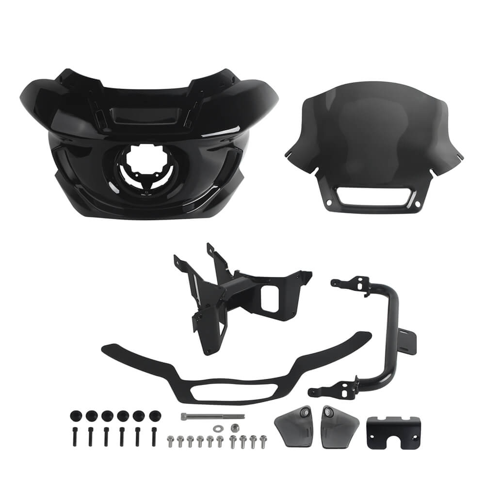ST Style Front Headlight Fairing W/Windshield & Bracket Set For Harley M8 Softail Street Bob Standard Low Rider S FXLR FXBB FXST 2018- - pazoma