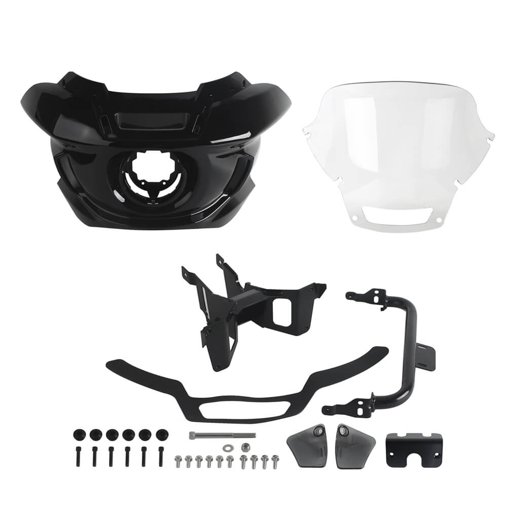 ST Style Front Headlight Fairing W/Windshield & Bracket Set For Harley M8 Softail Street Bob Standard Low Rider S FXLR FXBB FXST 2018- - pazoma
