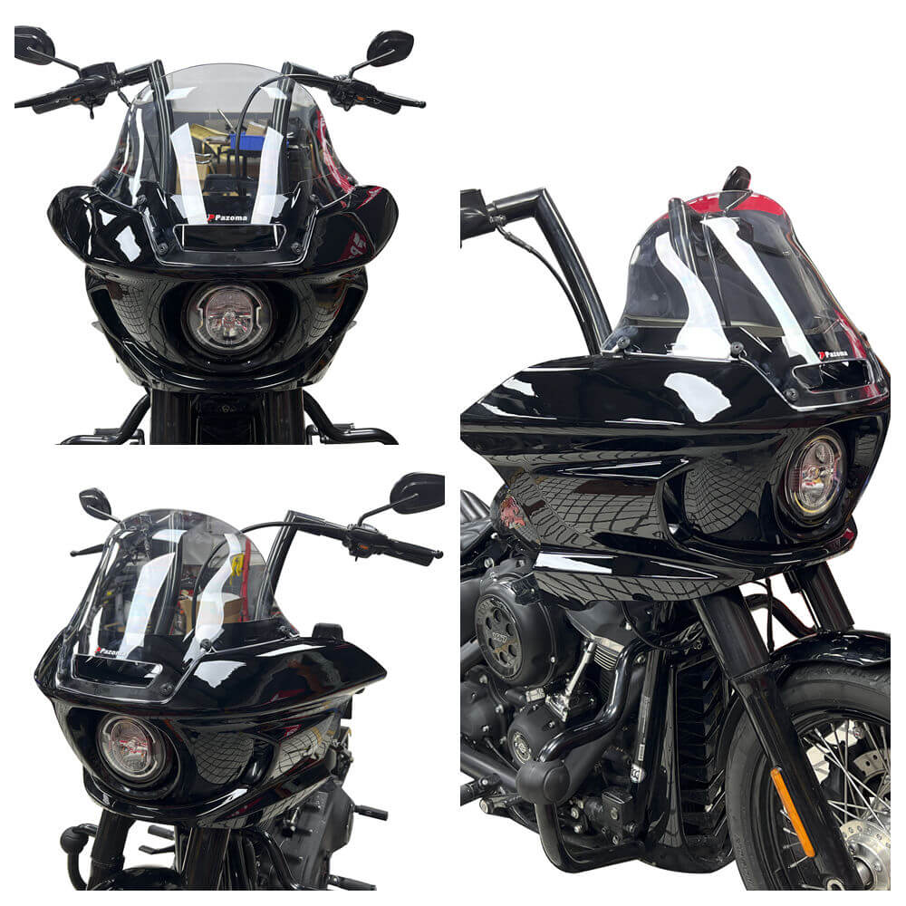 ST Style Front Headlight Fairing W/Windshield & Bracket Set For Harley M8 Softail Street Bob Standard Low Rider S FXLR FXBB FXST 2018- - pazoma