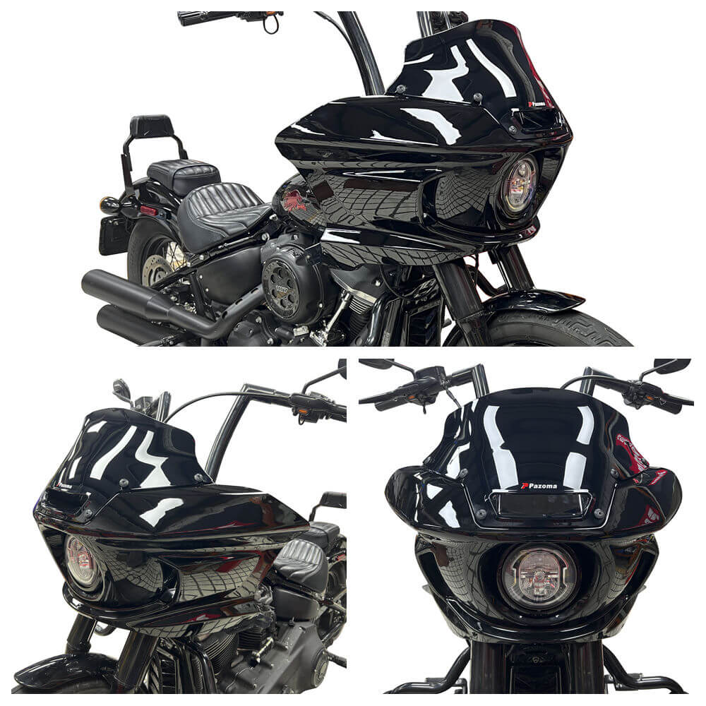 ST Style Front Headlight Fairing W/Windshield & Bracket Set For Harley M8 Softail Street Bob Standard Low Rider S FXLR FXBB FXST 2018- - pazoma