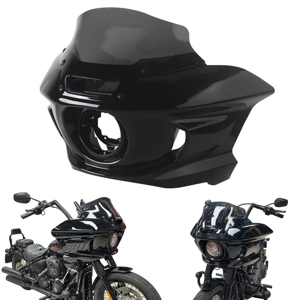 ST Style Front Headlight Fairing W/Windshield & Bracket Set For Harley M8 Softail Street Bob Standard Low Rider S FXLR FXBB FXST 2018- - pazoma