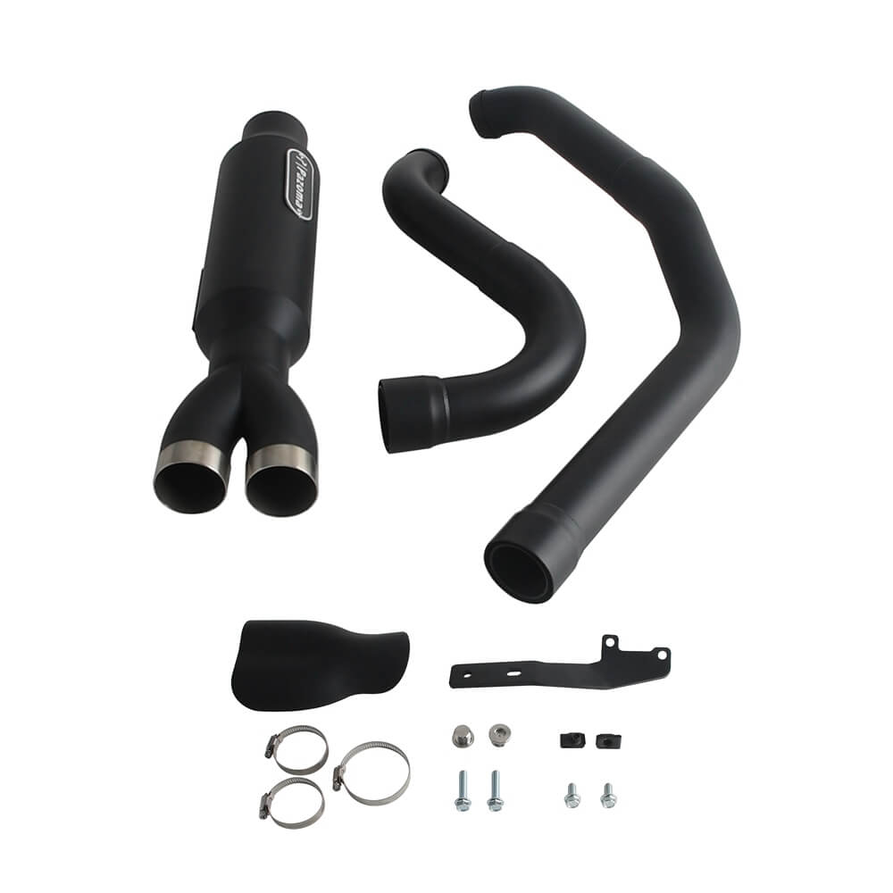 2017-2025 Harley Touring FLH M8 Bagger Shorty 2-into-1 Full Complete Exhaust System Stainless Steel Muffler - pazoma