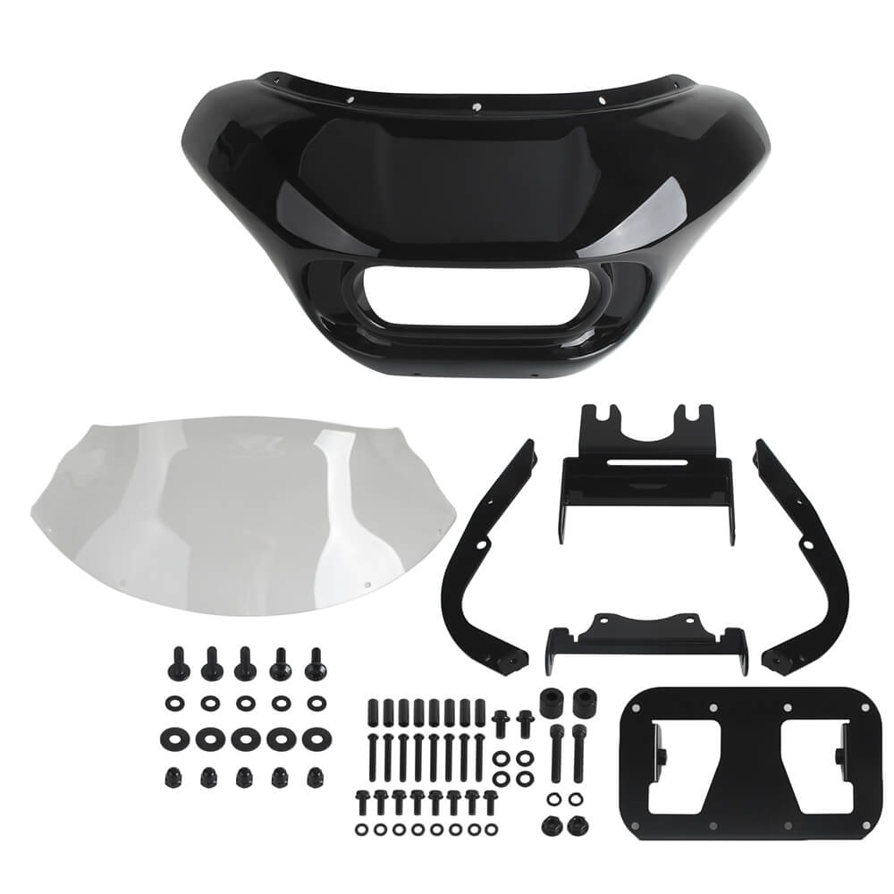 Harley Softail Low Rider S 114 117 FXLRS Front Headlight Shark Fairing w/Baja Designs Dual LP4 Lighting Bracket Mounting Kit - pazoma