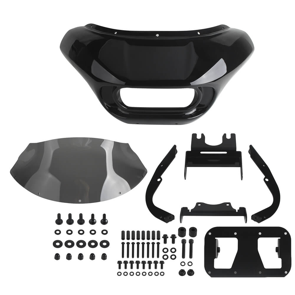 Harley Softail Low Rider S 114 117 FXLRS Front Headlight Shark Fairing w/Baja Designs Dual LP4 Lighting Bracket Mounting Kit - pazoma