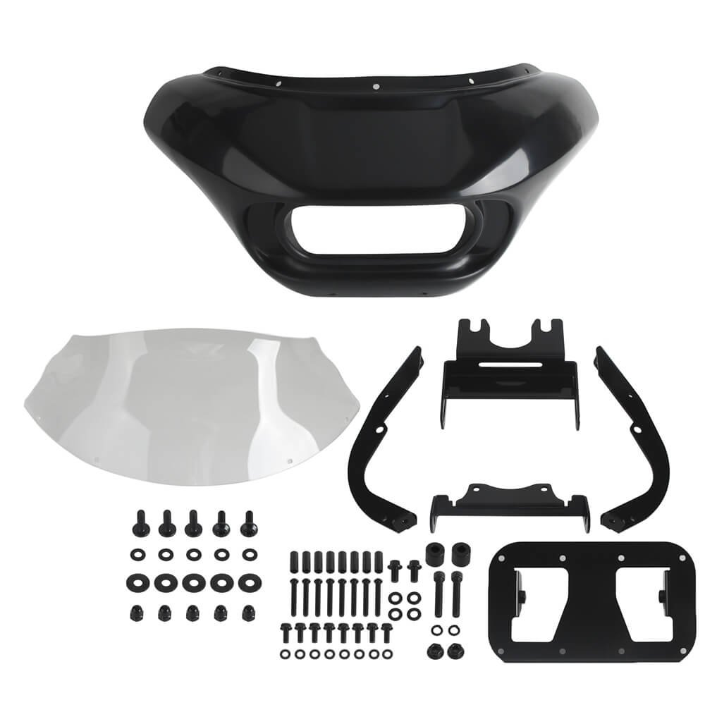 Harley Softail Low Rider S 114 117 FXLRS Front Headlight Shark Fairing w/Baja Designs Dual LP4 Lighting Bracket Mounting Kit - pazoma
