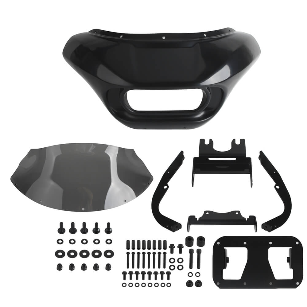 Harley Softail Low Rider S 114 117 FXLRS Front Headlight Shark Fairing w/Baja Designs Dual LP4 Lighting Bracket Mounting Kit - pazoma
