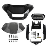 Harley M8 Softail Street Bob Low Rider Standard Club Style Headlight Shark Fairing Front Mask w/LED Headlamp DRL Turn Signal - pazoma
