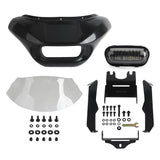 Harley M8 Softail Street Bob Low Rider Standard Club Style Headlight Shark Fairing Front Mask w/LED Headlamp DRL Turn Signal - pazoma