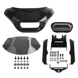 Harley M8 Softail Street Bob Low Rider Standard Club Style Headlight Shark Fairing Front Mask w/LED Headlamp DRL Turn Signal - pazoma