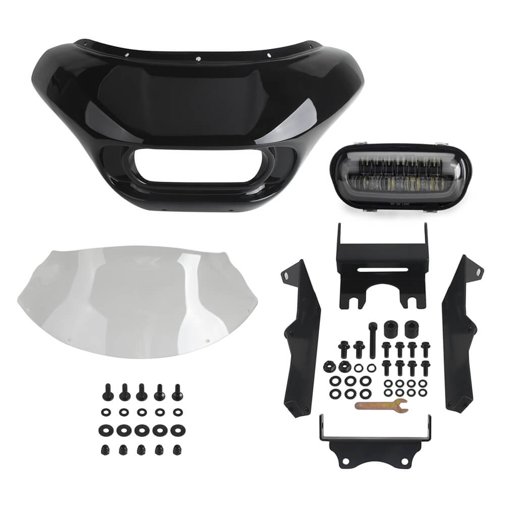 20up Harley Softail Low Rider S 114 117 FXLRS Club Style Headlight Shark Fairing Front Mask w/LED Headlamp DRL Turn Signal - pazoma