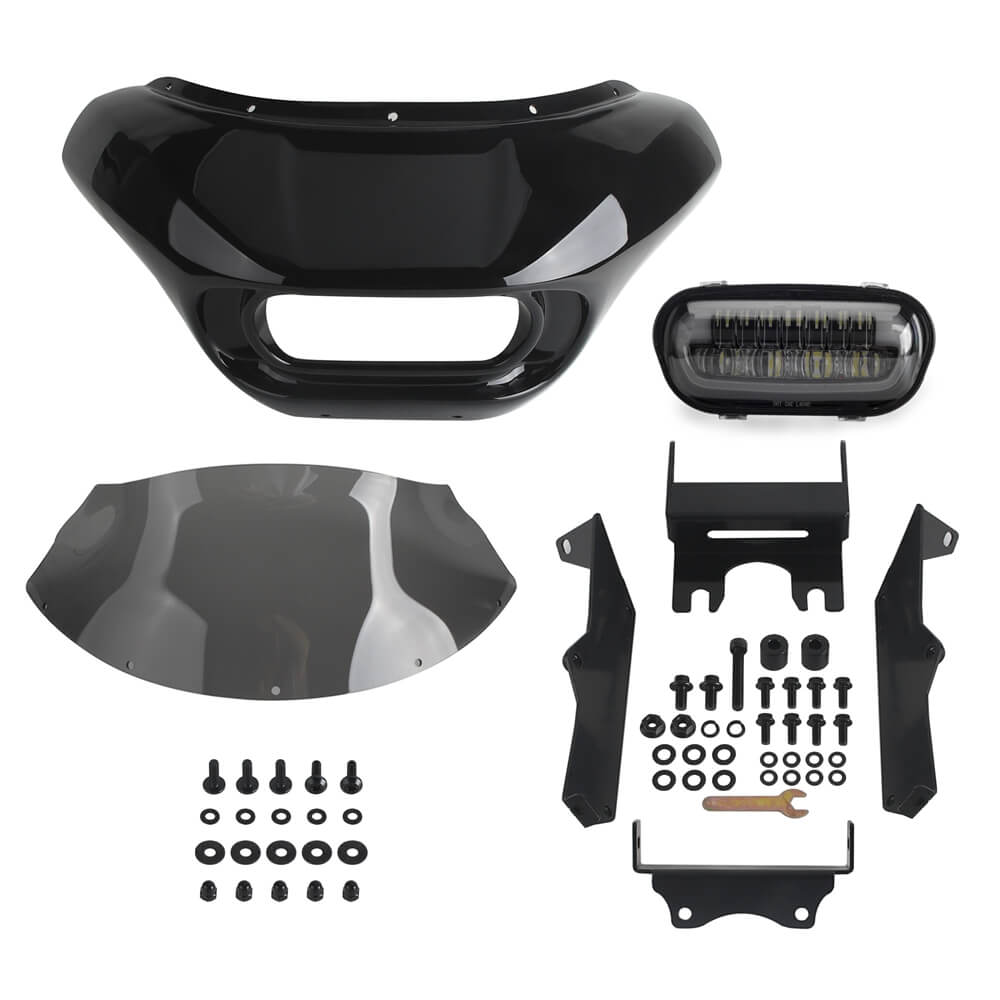 20up Harley Softail Low Rider S 114 117 FXLRS Club Style Headlight Shark Fairing Front Mask w/LED Headlamp DRL Turn Signal - pazoma