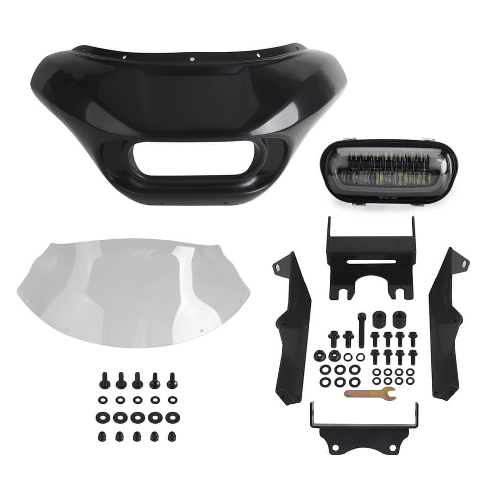 20up Harley Softail Low Rider S 114 117 FXLRS Club Style Headlight Shark Fairing Front Mask w/LED Headlamp DRL Turn Signal - pazoma