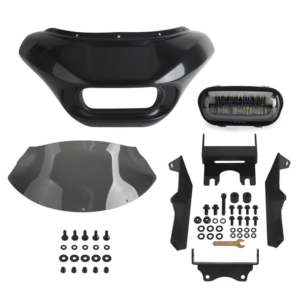 20up Harley Softail Low Rider S 114 117 FXLRS Club Style Headlight Shark Fairing Front Mask w/LED Headlamp DRL Turn Signal - pazoma