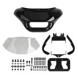 Harley M8 Softail Street Bob Low Rider Standard Front Headlight Shark Fairing w/Baja Designs Dual LP4 Lighting Bracket Mount - pazoma