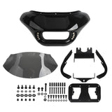 Harley M8 Softail Street Bob Low Rider Standard Front Headlight Shark Fairing w/Baja Designs Dual LP4 Lighting Bracket Mount - pazoma
