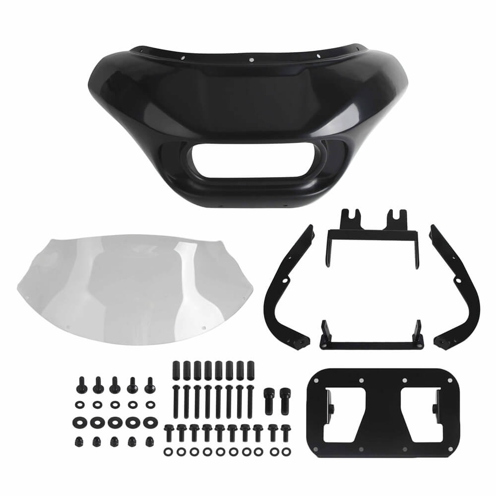 Harley Softail M8 Fat Bob 114 FXFB FXFBS Front Headlight Shark Fairing w/Baja Designs Dual LP4 Lighting Bracket Mounting Kit - pazoma