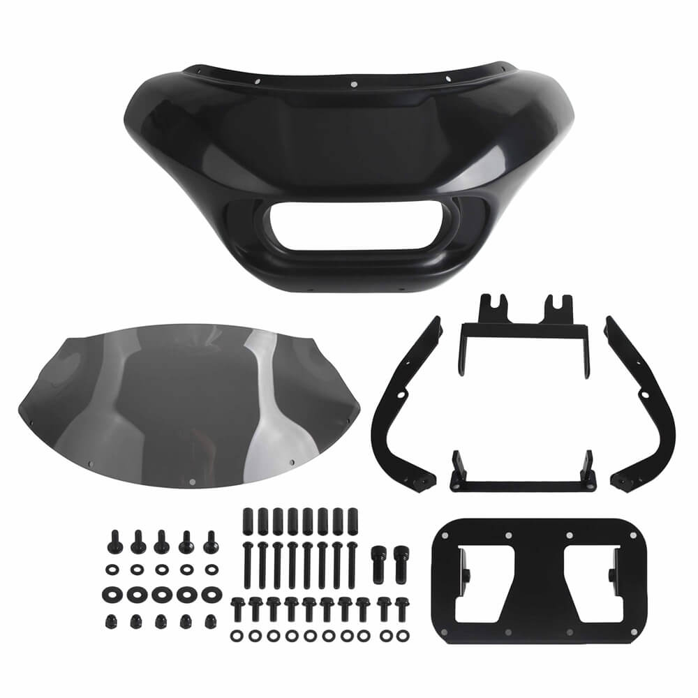 Harley Softail M8 Fat Bob 114 FXFB FXFBS Front Headlight Shark Fairing w/Baja Designs Dual LP4 Lighting Bracket Mounting Kit - pazoma