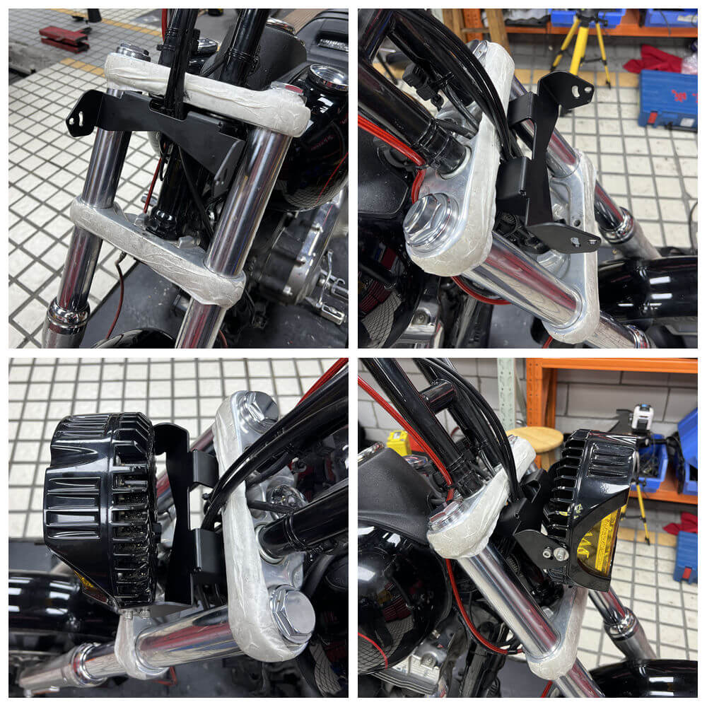 Universal 3.5" Bar Mount Baja Designs LP9 Pro LED Auxiliary Light Lighting Bracket System Mounting Combo Kit For Harley Road King Dyna Softail - pazoma