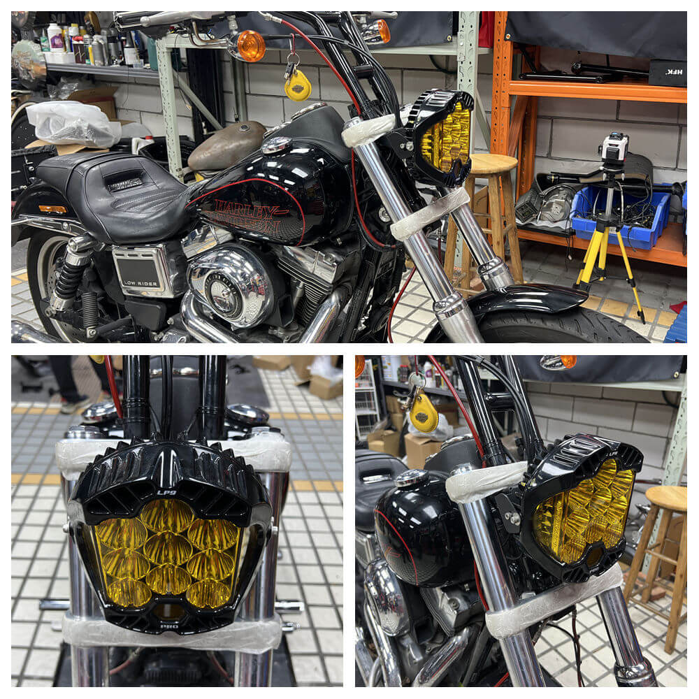 Universal 3.5" Bar Mount Baja Designs LP9 Pro LED Auxiliary Light Lighting Bracket System Mounting Combo Kit For Harley Road King Dyna Softail - pazoma