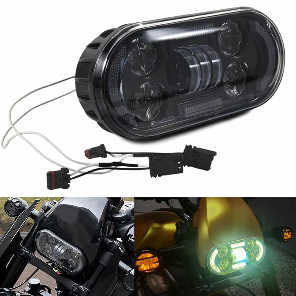 Upgrade LED Front Headlight Headlamp With Amber Turn Signal and Daylight Running Light DRL For Harley Sportster S 1250 RH1250S 2021-2025 - pazoma