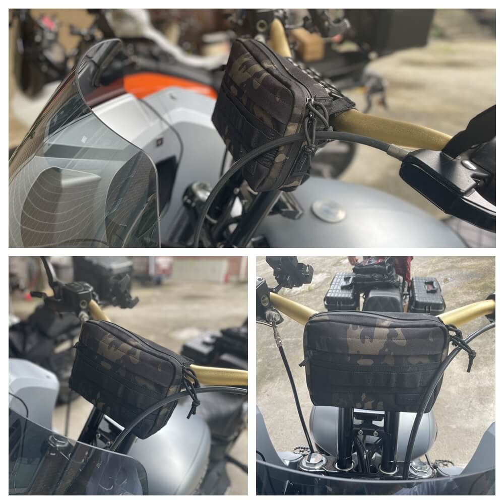 Utility Molle Bar Handlebar T-Bar Bag Handle Bags For Harley Dyna Softail Low Rider S Street Bob FXBB Sportster Tool Pouch Storage Bag - pazoma