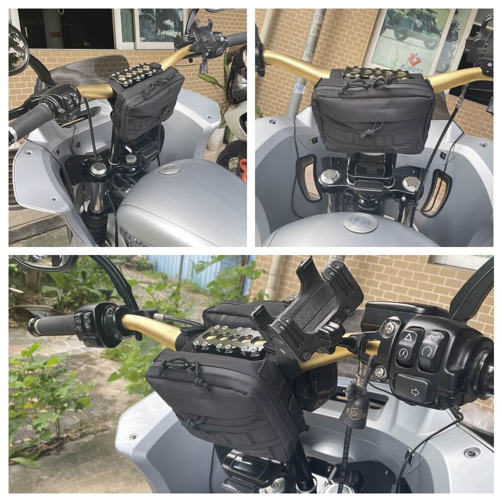 Utility Molle Bar Handlebar T-Bar Bag Handle Bags For Harley Dyna Softail Low Rider S Street Bob FXBB Sportster Tool Pouch Storage Bag - pazoma