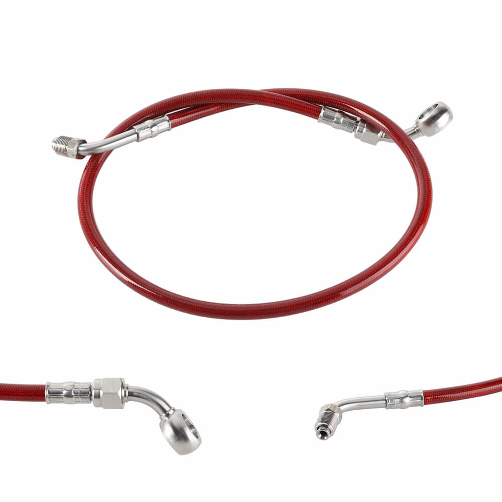 Stainless Front Upper Brake Line w/ ABS Controller Master Cylinder Banjo Adapter For Harley Softail M8 Low Rider ST Street Bob - pazoma