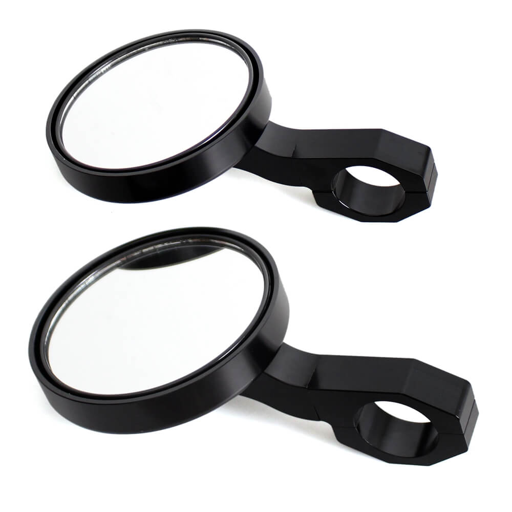 UTV Golf Cart Buggy Sand Car 4.7" Round CNC Aluminum Side Rear View Mirrors For 1.75" Clamp Polaris Rangers RZR XP Yamaha Rhino Arctic Cat Honda - pazoma