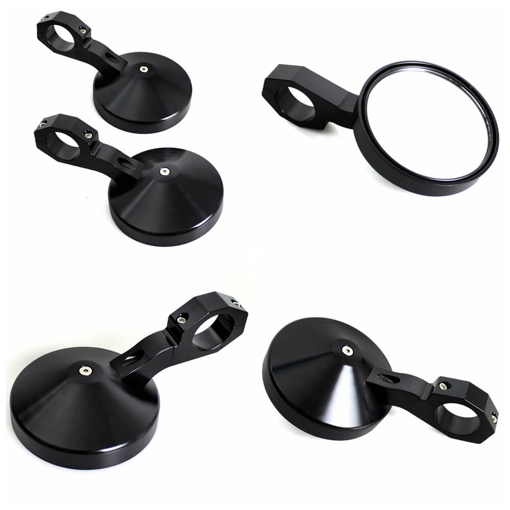 UTV Golf Cart Buggy Sand Car 4.7" Round CNC Aluminum Side Rear View Mirrors For 1.75" Clamp Polaris Rangers RZR XP Yamaha Rhino Arctic Cat Honda - pazoma