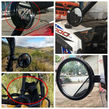 UTV Golf Cart Buggy Sand Car 4.7" Round CNC Aluminum Side Rear View Mirrors For 1.75" Clamp Polaris Rangers RZR XP Yamaha Rhino Arctic Cat Honda - pazoma