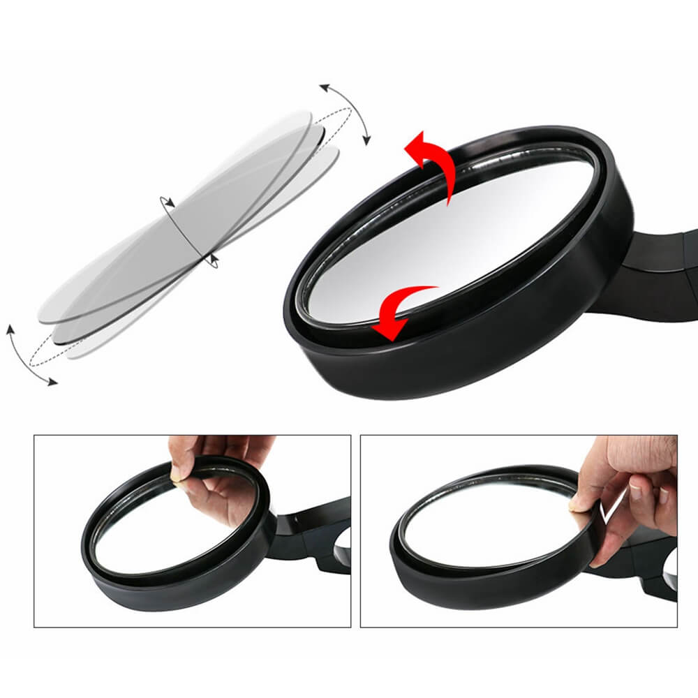 UTV Golf Cart Buggy Sand Car 4.7" Round CNC Aluminum Side Rear View Mirrors For 1.75" Clamp Polaris Rangers RZR XP Yamaha Rhino Arctic Cat Honda - pazoma