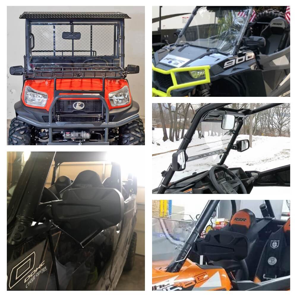 1Pair 1.75 inch UTV Offroad Pursuit Side View Mirror for Polaris RZR 1000 XP Ranger Tucker Rocky Arctic Cat Wildcat Trail 700 Aluminum alloy - pazoma