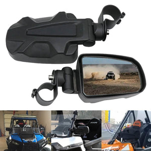 UTV Universal Rear View Side Mirrors Reflector Left Right Adjustable Racing Rearview Mirror For Polaris RZR Can Am Terrain RZR  1.75″ Round Tube - pazoma