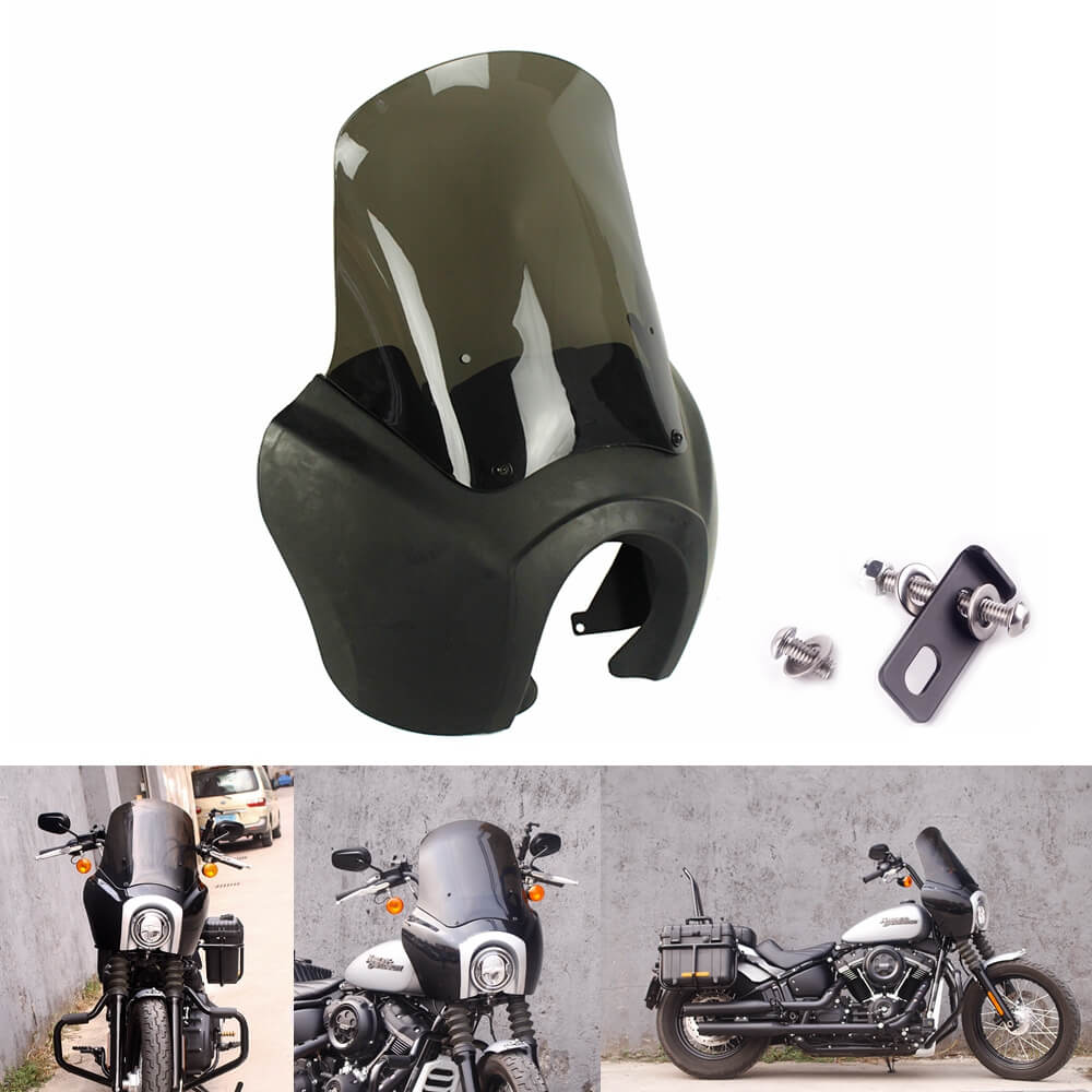 Harley Softail 18+ Street Bob FXBB 114 FXBBS Low Rider FXLR FXST T Sport Fairing Outer w/15" Windshield Headlight Relocation Block - pazoma