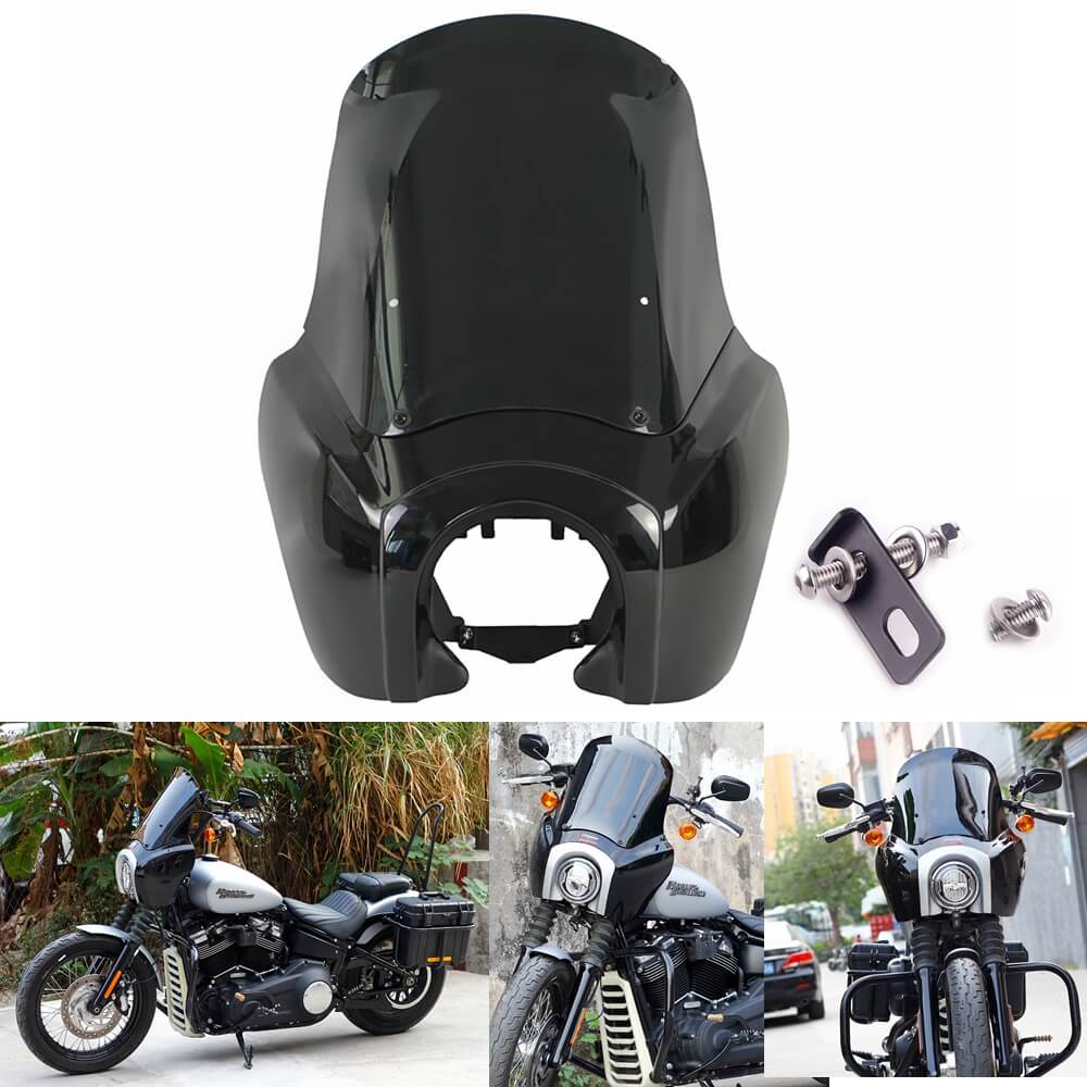 Harley Softail 18+ Street Bob FXBB 114 FXBBS Low Rider FXLR FXST T Sport Fairing Outer w/15" Windshield Headlight Relocation Block - pazoma