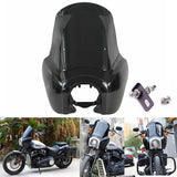 Harley Softail 18+ Street Bob FXBB 114 FXBBS Low Rider FXLR FXST T Sport Fairing Outer w/15" Windshield Headlight Relocation Block - pazoma