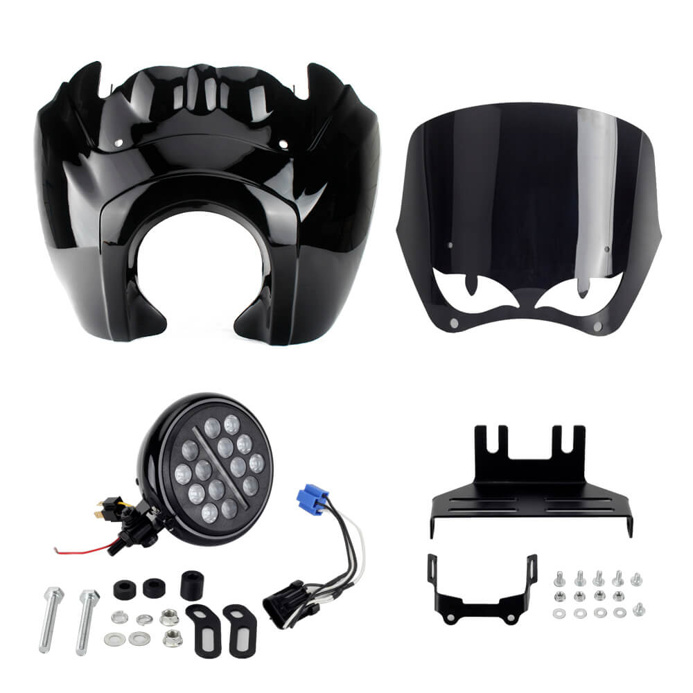 2020-2025 Harley Softail Low Rider S 114 117 FXLRS T-Sport Fairing Windshield w/ 5.75'' LED Headlight Projection Headlamp Kit - pazoma