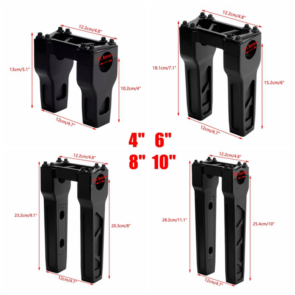 4"-14" Top Clamp Straight Handlebar Risers For Harley 1-1/4" Tapered Fat Bars Handlebars FLFB FLSL FXBB FXBR FXFB FXLR FXLRS FXLRST - pazoma