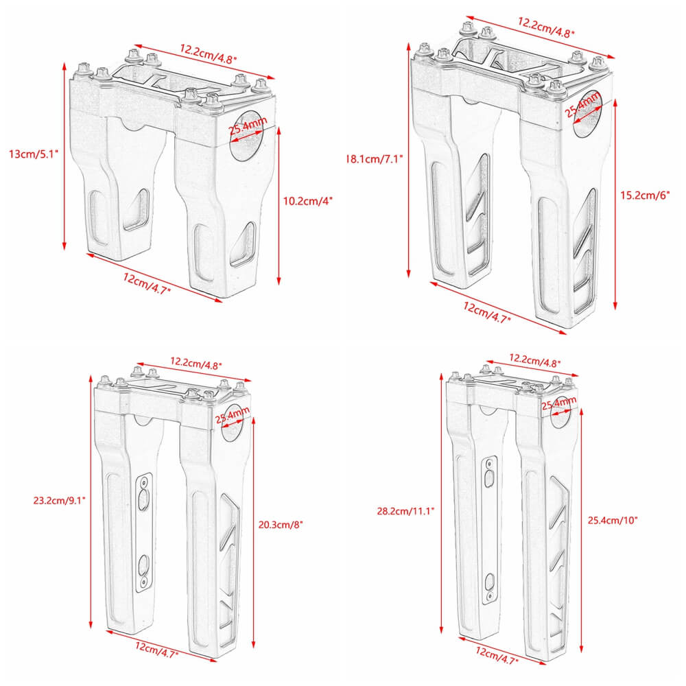 4" 6" 8" 10" 12" 14" Club Style Top Clamp Straight Handlebar Risers For Harley 1'' Bar Dyna Softail Sportster Touring - pazoma