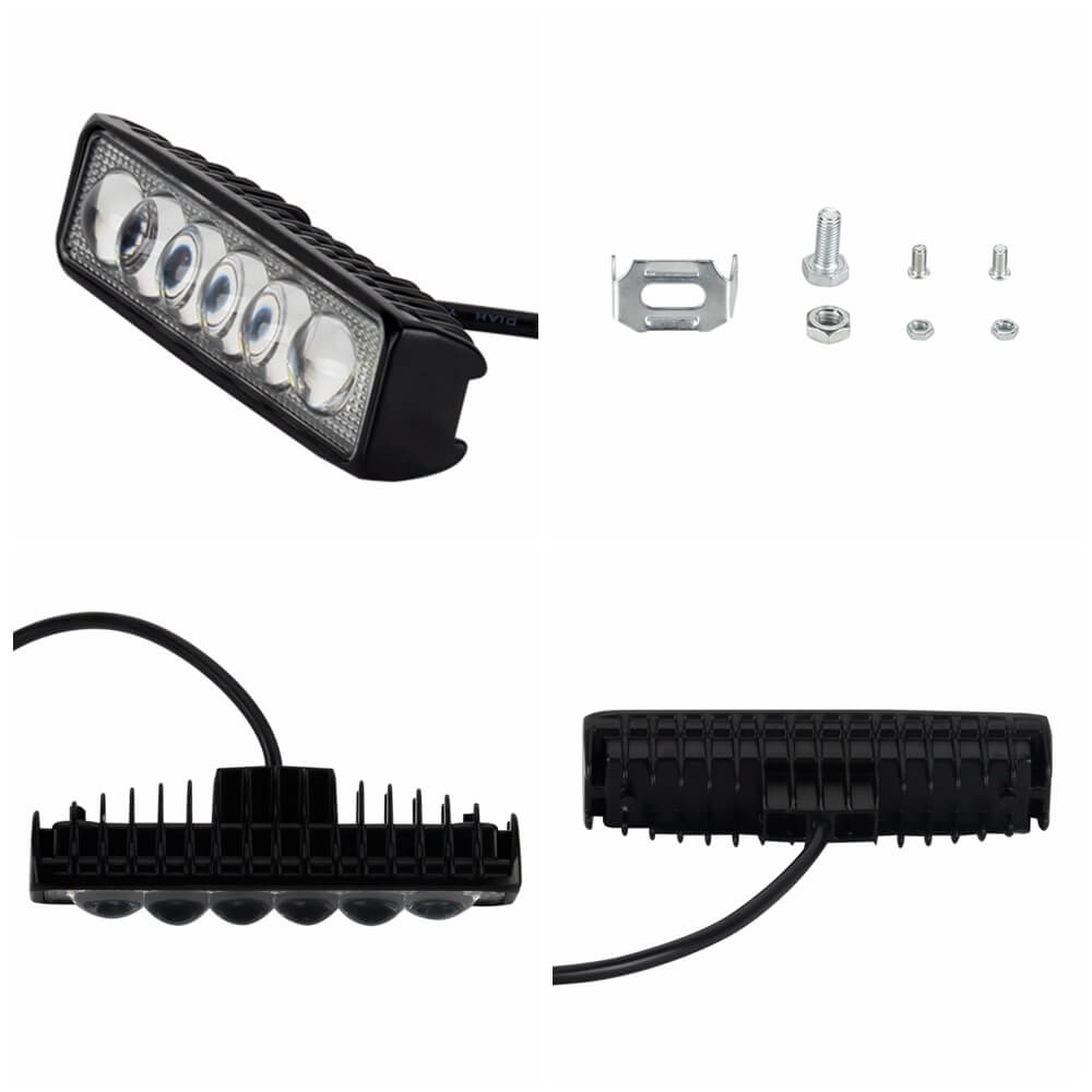 New 4D Optic Lens 6″ LED Light Bar 18W Work Light DRL Driving Fog Spot Lamp Single Row For Harley Dyna Softail 00-17 M8 FXBB Club Style - pazoma