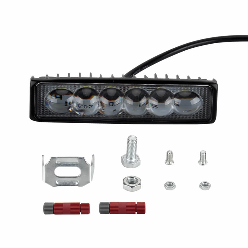 New 4D Optic Lens 6″ LED Light Bar 18W Work Light DRL Driving Fog Spot Lamp Single Row For Harley Dyna Softail 00-17 M8 FXBB Club Style - pazoma