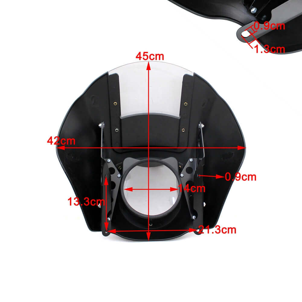 Club Style 5.75" Headlight Quarter Fairing Windshield w/universal mounting kit For Harley Dyna Sportster Softail XL FXR FXD FXBB FXLR FXST - pazoma