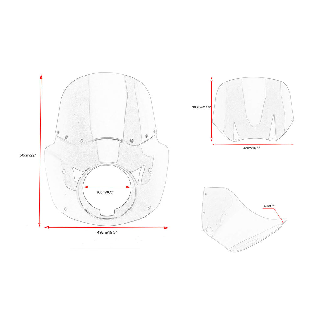 Harley Dyna Wide Glide FXDWG Front Healight Fairing Windscreen 11 inch Windshields and Mounting Hardware - pazoma