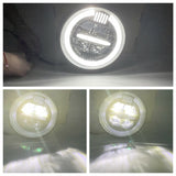 7" Universal Motorcycle LED Headlight Cafe Racer Round Headlamp w/ High Low Beam Halo Daytime Running Light DRL For HONDA CB400 - pazoma