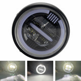 7" Universal Motorcycle LED Headlight Cafe Racer Round Headlamp w/ High Low Beam Halo Daytime Running Light DRL For HONDA CB400 - pazoma
